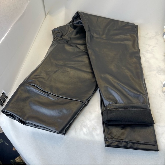 Faux Leather Leggings Women High Waist Pants Black Elastic Tights Black X-Large - Picture 3 of 8